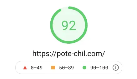 PageSpeed Insightsのスコアが92点