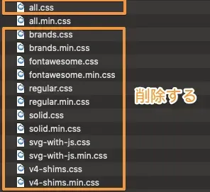 all.min.css以外を削除する