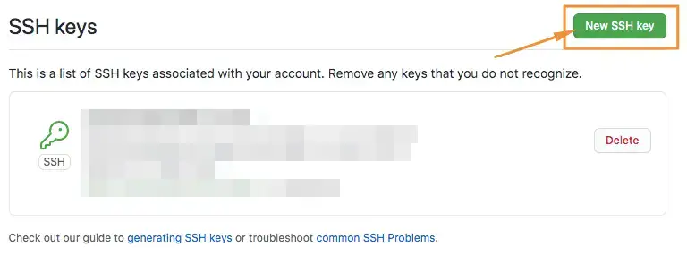 「New SSH key」をクリック